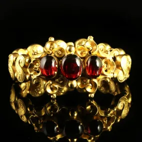 Antique Victorian Garnet Gold Bracelet Circa 1880 Gold Gilt