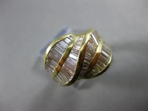 ANTIQUE WIDE 2.50CT BAGUETTE DIAMOND 18KT YELLOW GOLD COCKTAIL RING E/F #20143