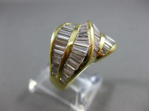 ANTIQUE WIDE 2.50CT BAGUETTE DIAMOND 18KT YELLOW GOLD COCKTAIL RING E/F #20143