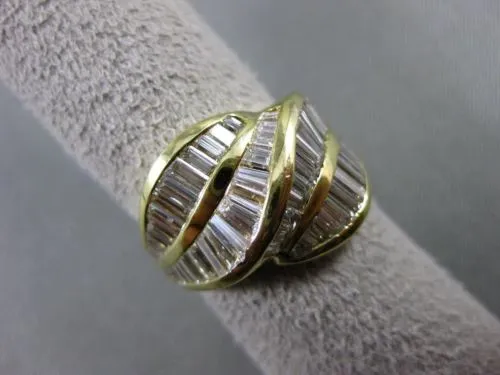 ANTIQUE WIDE 2.50CT BAGUETTE DIAMOND 18KT YELLOW GOLD COCKTAIL RING E/F #20143