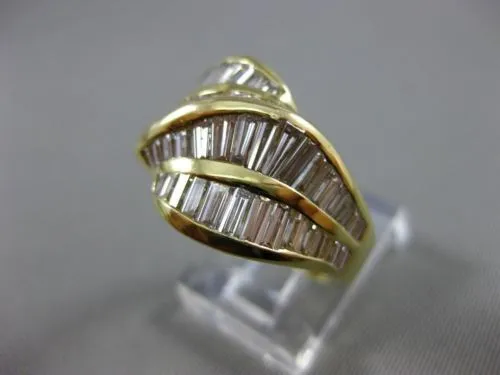 ANTIQUE WIDE 2.50CT BAGUETTE DIAMOND 18KT YELLOW GOLD COCKTAIL RING E/F #20143