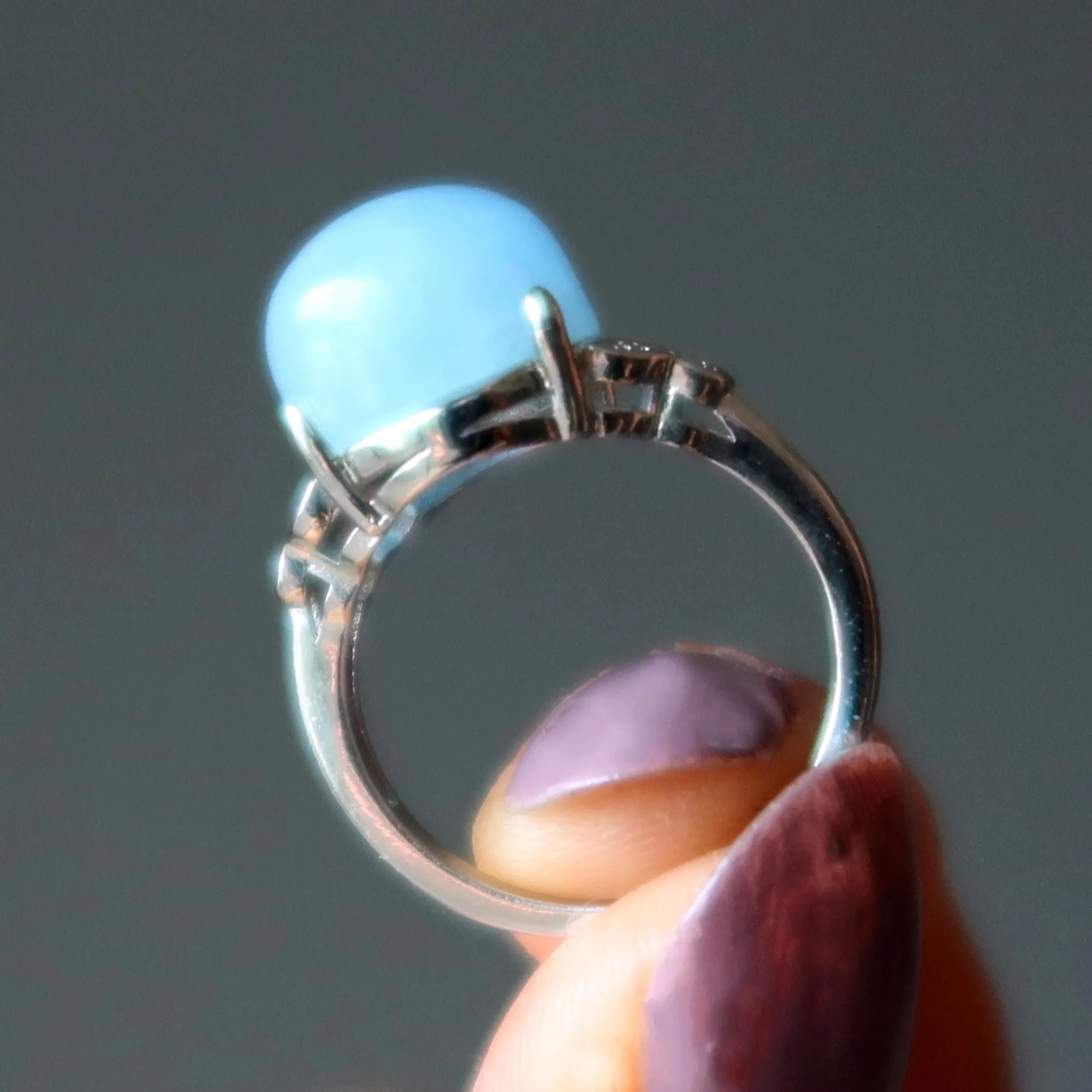 Aquamarine Ring Titanic Jewel Icy White Bronze