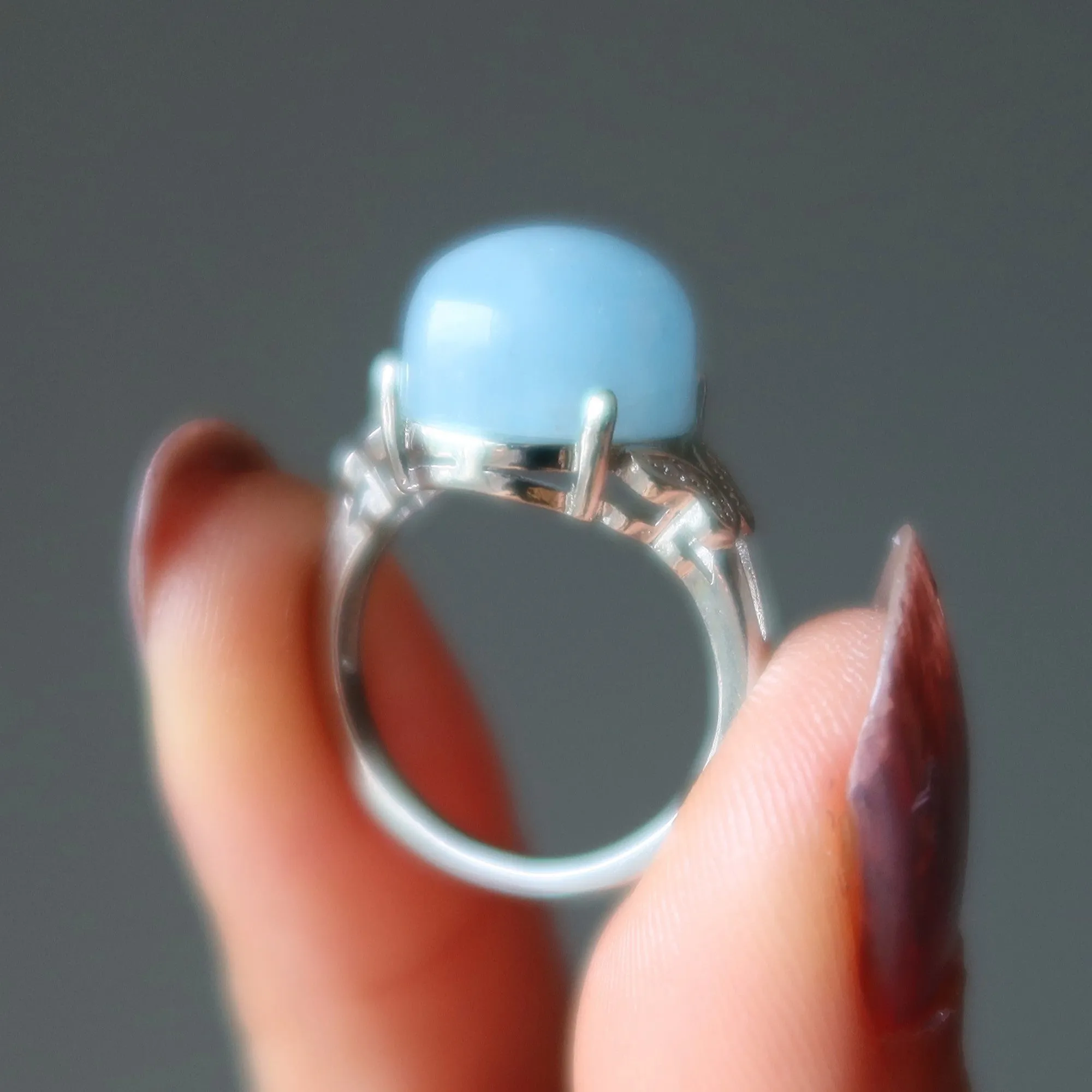 Aquamarine Ring Titanic Jewel Icy White Bronze
