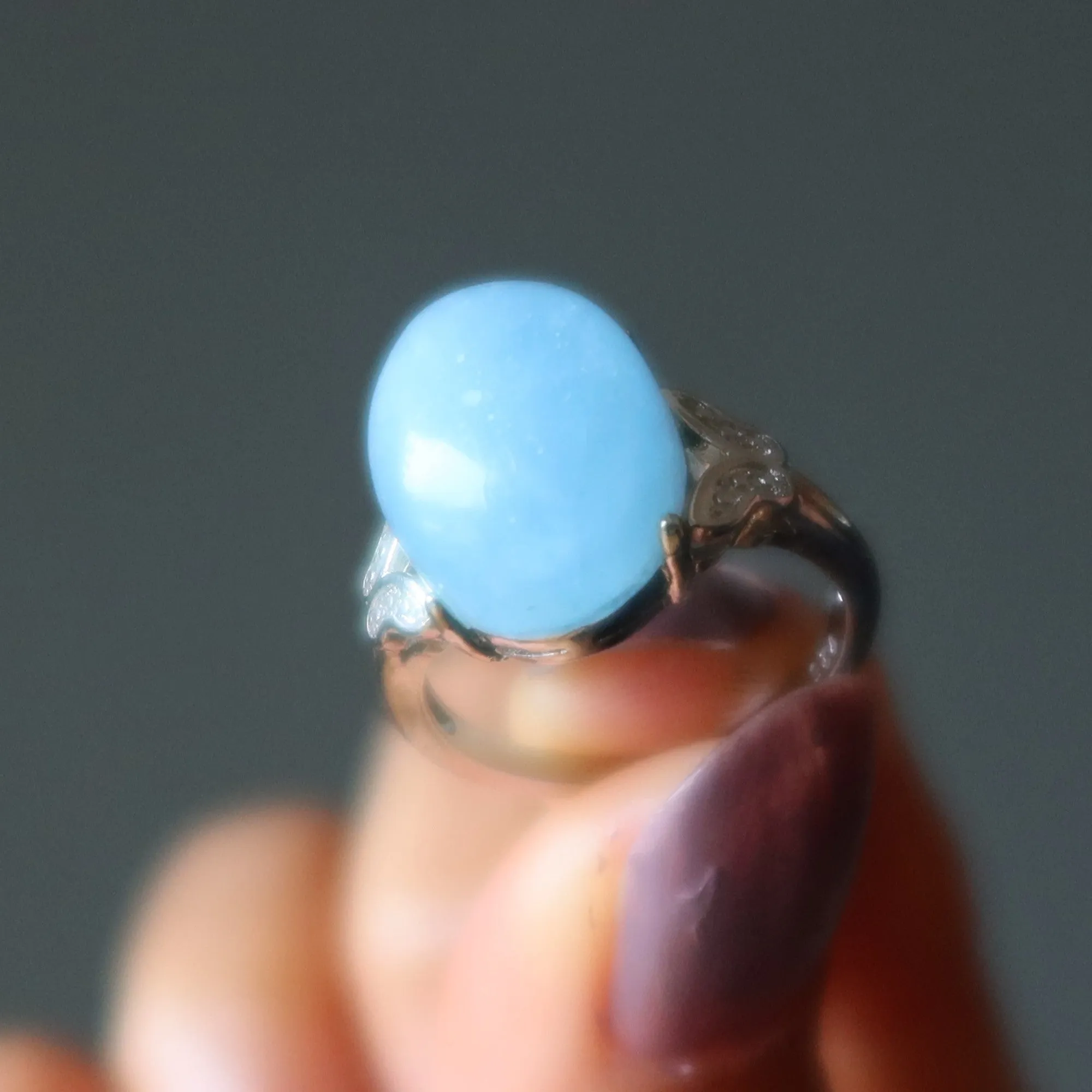 Aquamarine Ring Titanic Jewel Icy White Bronze