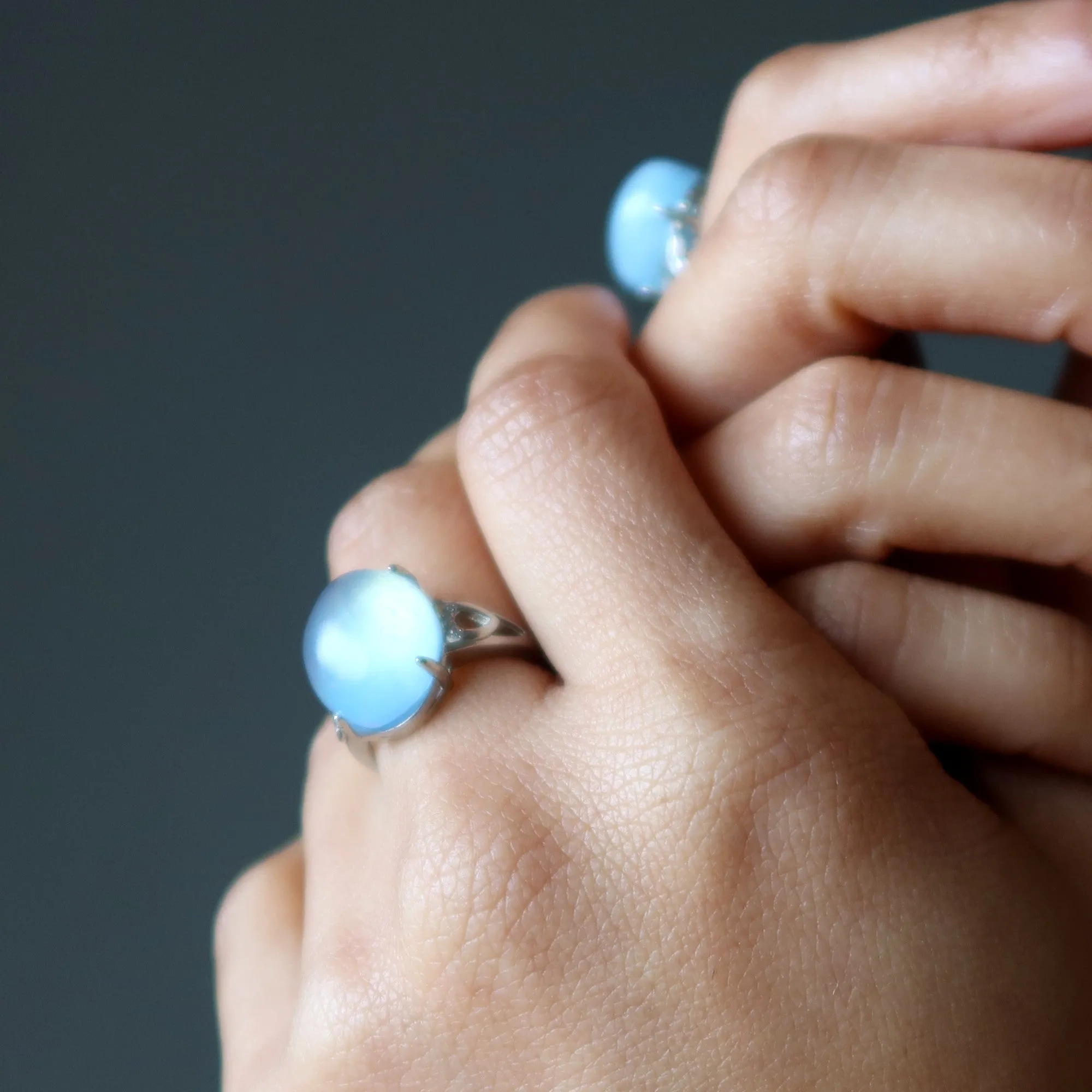 Aquamarine Ring Titanic Jewel Icy White Bronze