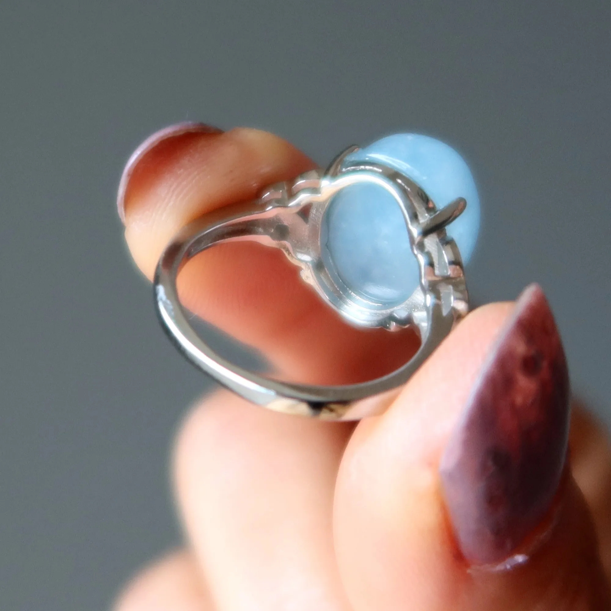 Aquamarine Ring Titanic Jewel Icy White Bronze
