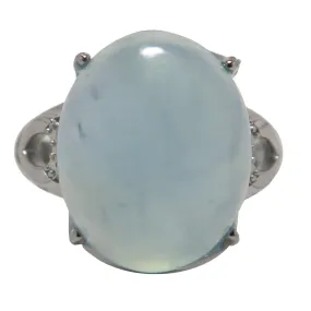 Aquamarine Ring Titanic Jewel Icy White Bronze