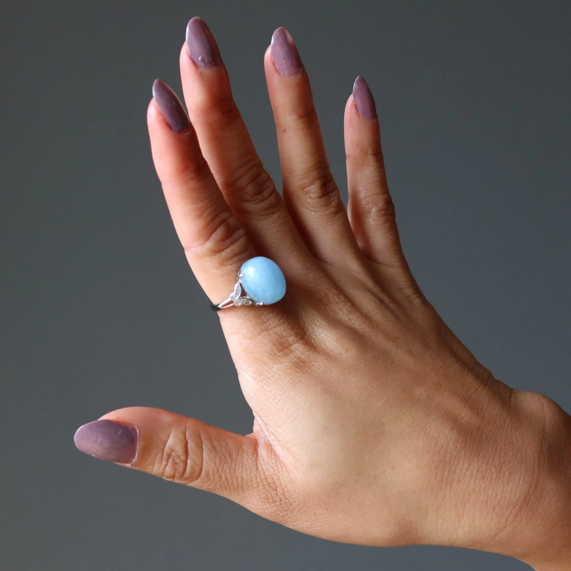 Aquamarine Ring Titanic Jewel Icy White Bronze