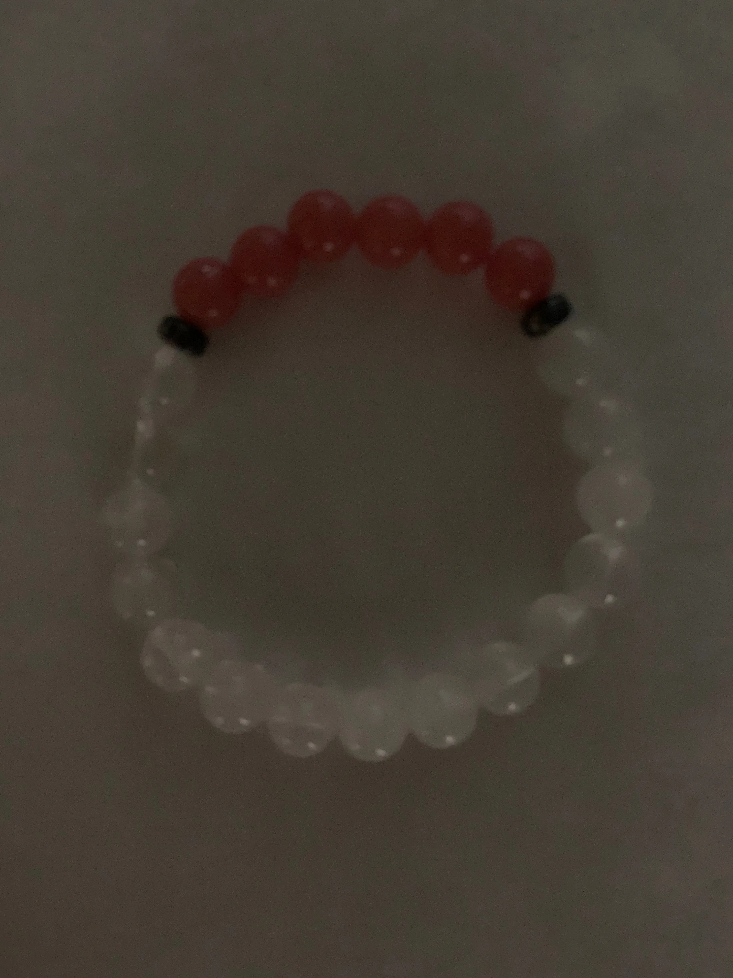 Aragonite Coral with Clear Quartz Bracelet 8 mm Round Beads - Naturally Glows in the Dark