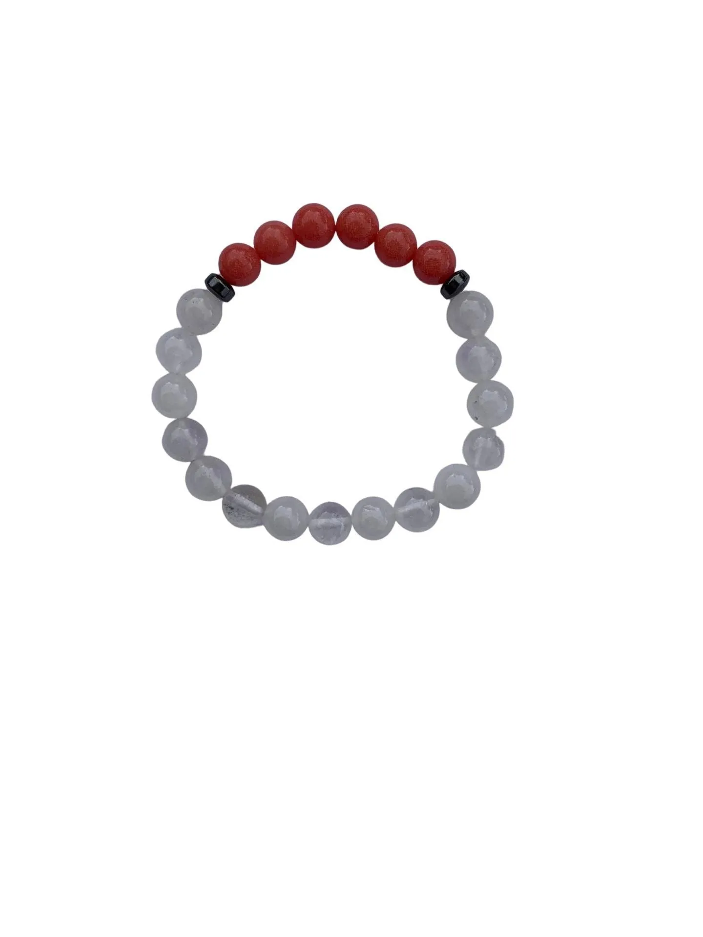 Aragonite Coral with Clear Quartz Bracelet 8 mm Round Beads - Naturally Glows in the Dark