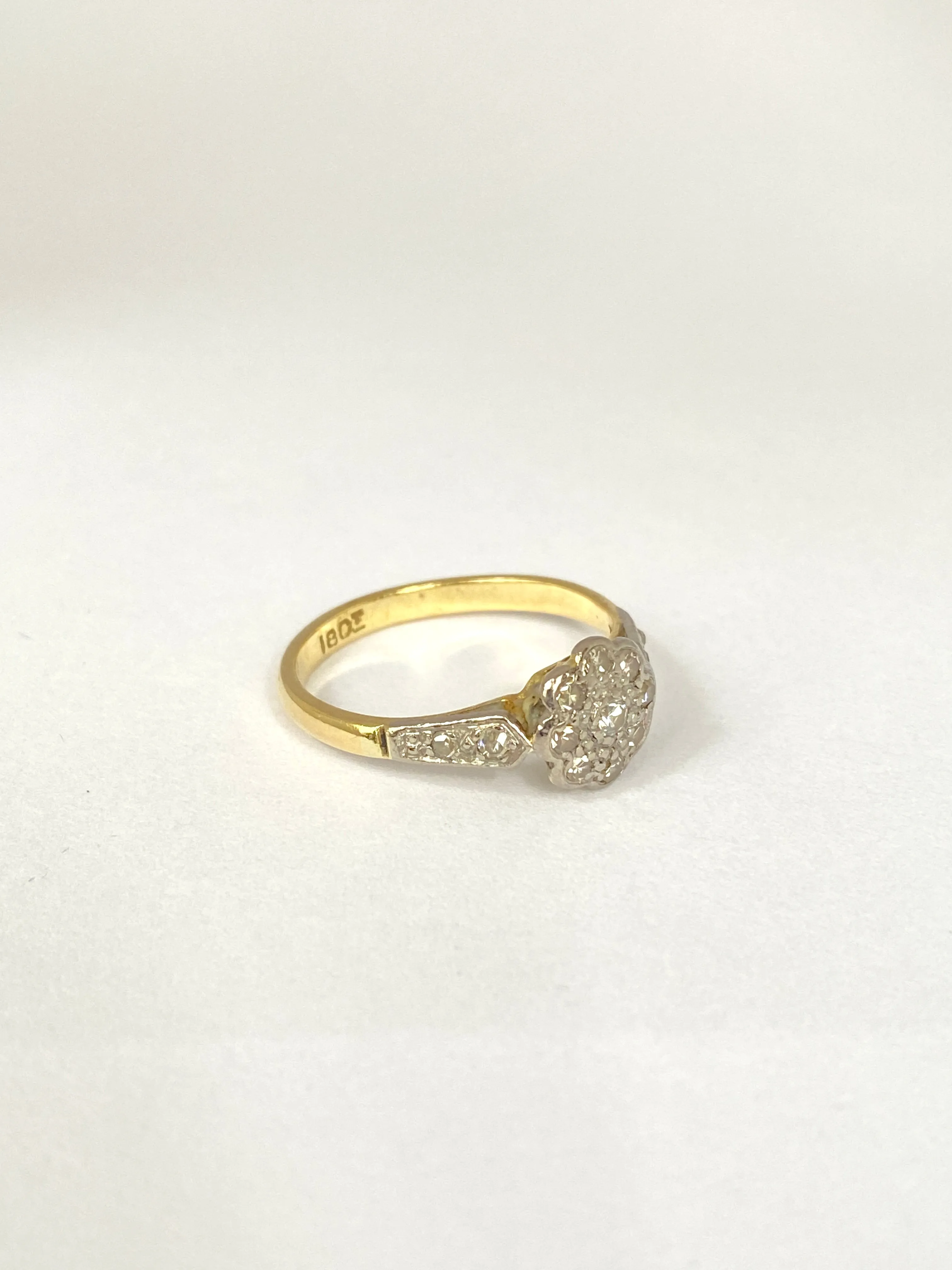 Art Deco, 18ct Gold and Platinum Diamond Cluster/Flower Ring