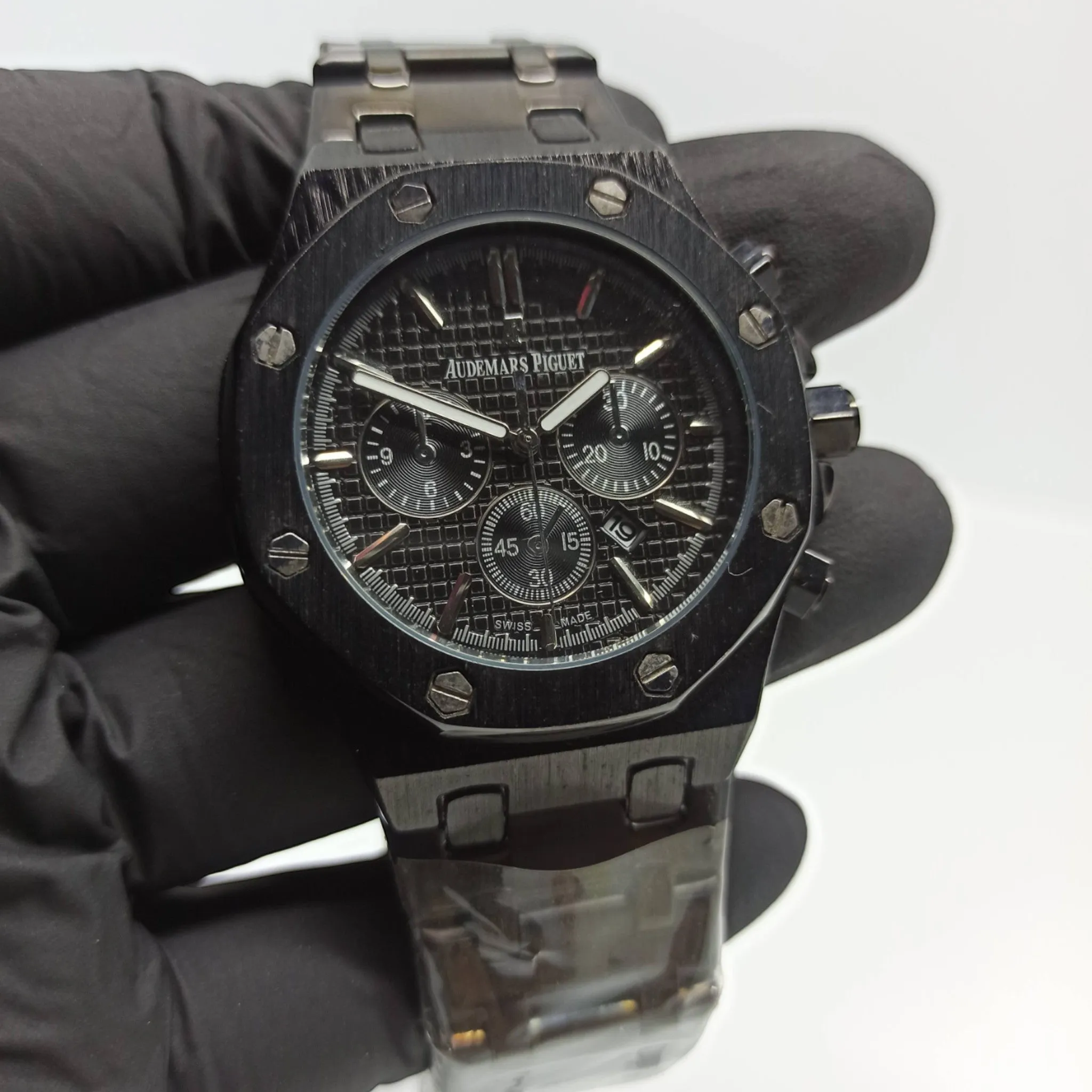 AUDEMARS PIGUET (AP) - BLACK - GOOD QUALITY - ONLY DATE WORKING - MEN'S WATCH