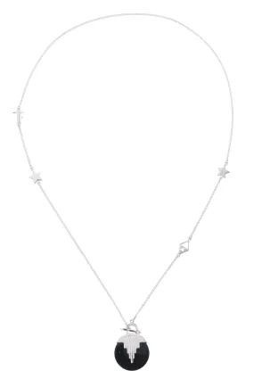 AURORA PENDULUM NECKLACE BLACK ONYX - MEDIUM - SILVER