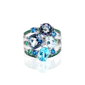 Azura II Mystic Quartz Swiss Blue Topaz Ring in Sterling Silver