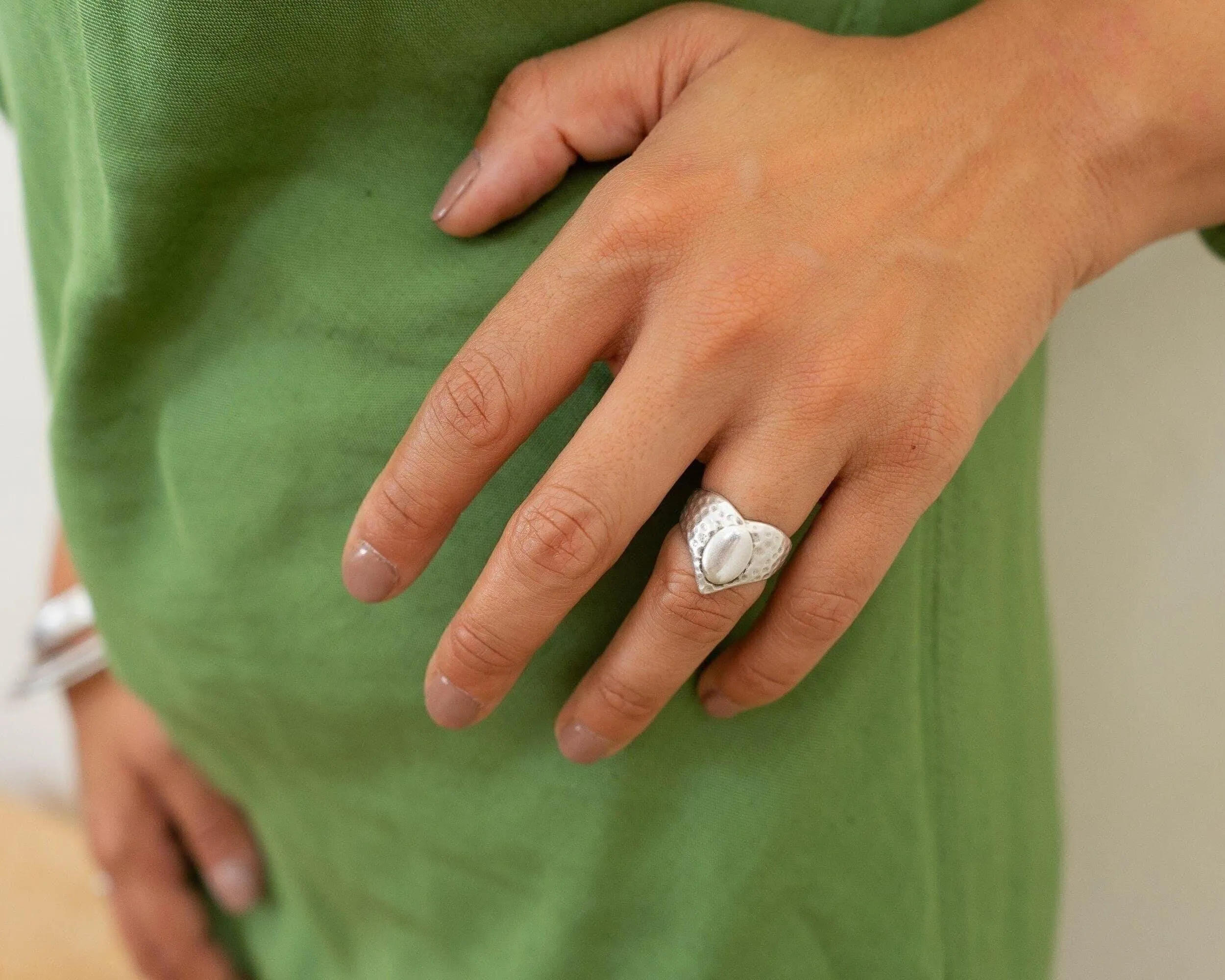 Big Hammered Silver Ethnic Ring