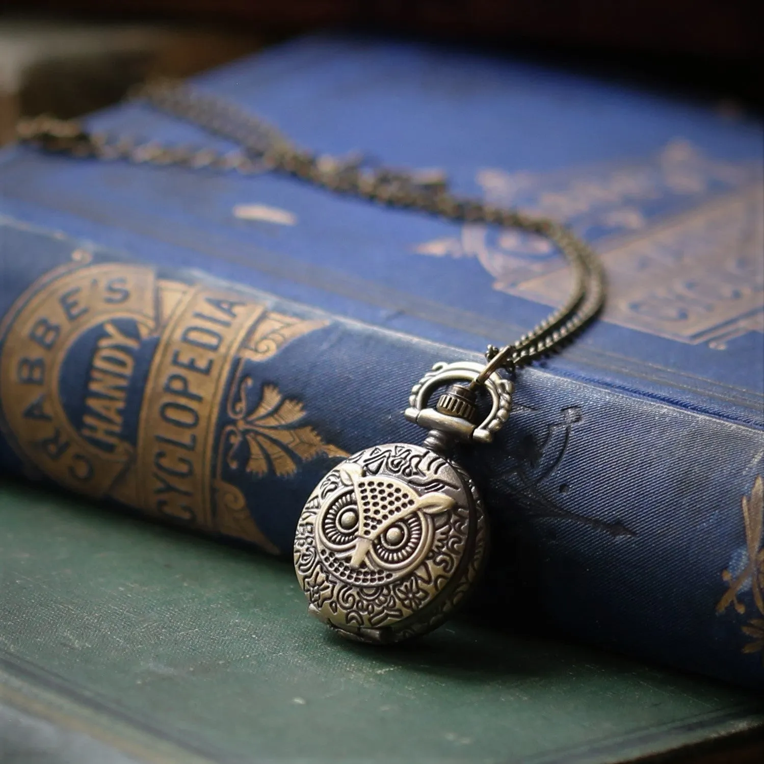 Birds and Bees Watch Necklace - Vintage Style in Antiqued Brass - Battery Operated