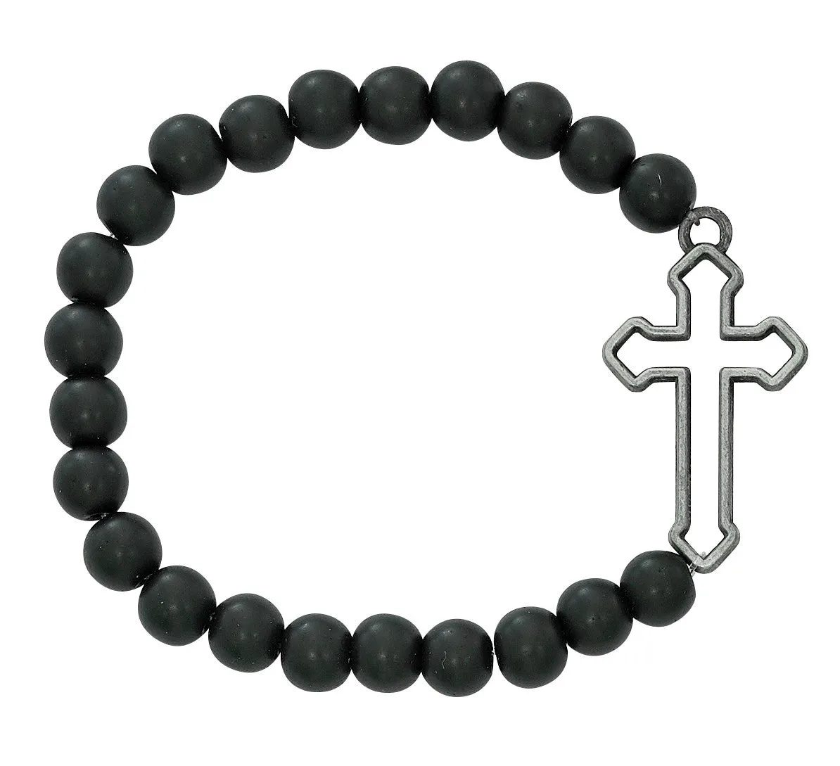 BLACK MATTE CROSS STRETCH BRACELET-BR931C