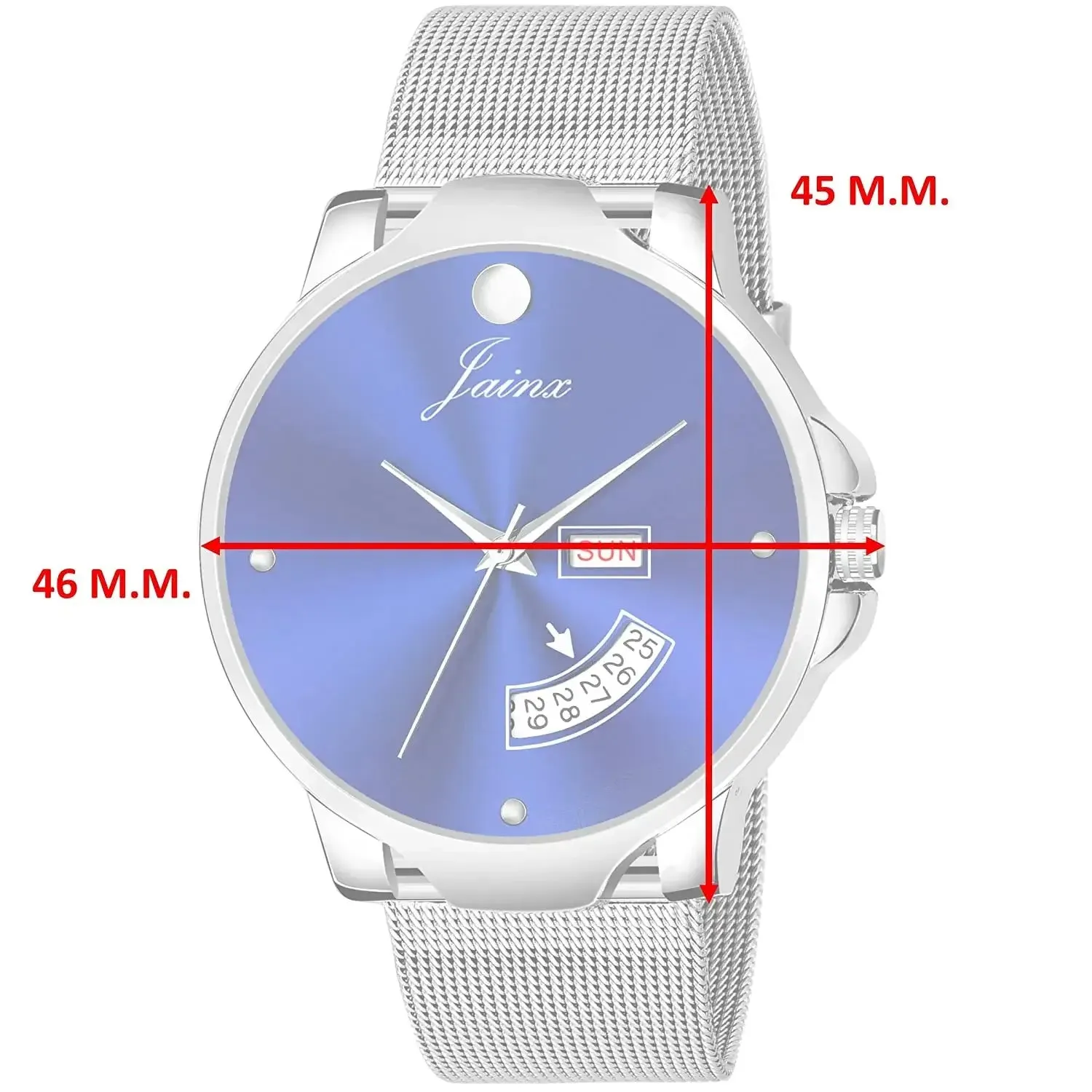 Blue Day & Date Function Dial Steel Mesh Chain Analog Watch - For Men JM7119