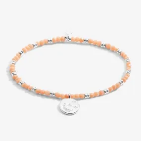 Boho Beads Moon Orange & Silver 17.5cm Stretch Bracelet 6811