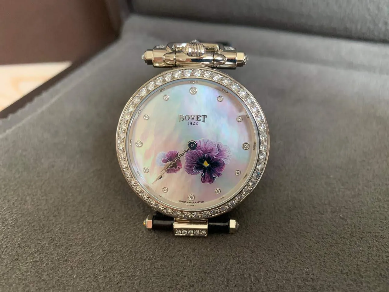 Bovet Amadeo Fleurier 39mm "Pansy" Ladies Watch in 18K White Gold.