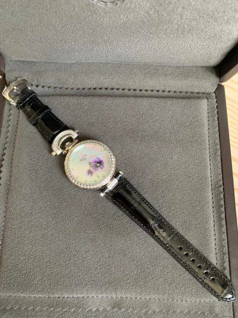 Bovet Amadeo Fleurier 39mm "Pansy" Ladies Watch in 18K White Gold.