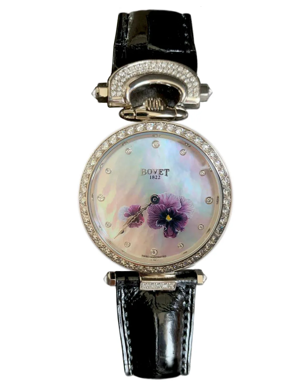 Bovet Amadeo Fleurier 39mm "Pansy" Ladies Watch in 18K White Gold.