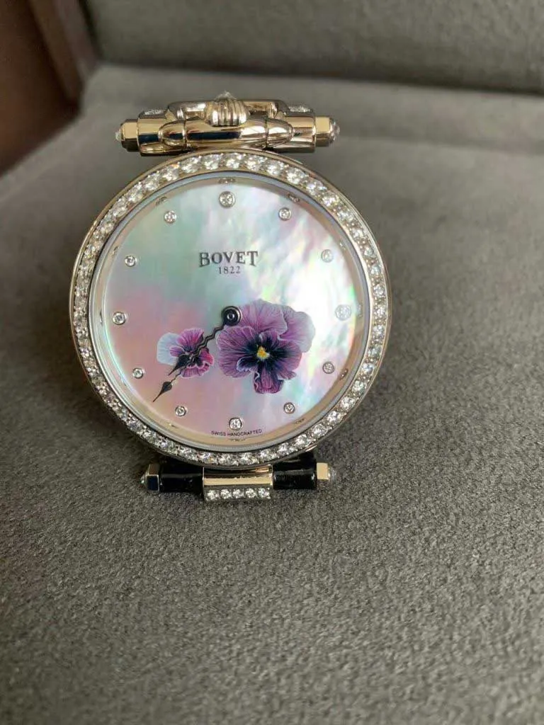 Bovet Amadeo Fleurier 39mm "Pansy" Ladies Watch in 18K White Gold.