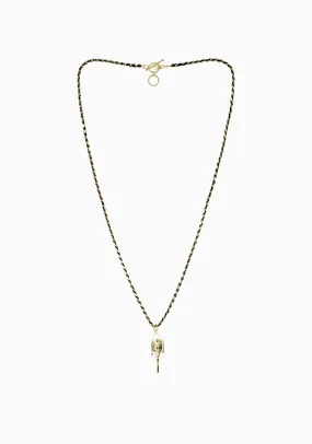 Braided Chain Pendant Necklace_Black