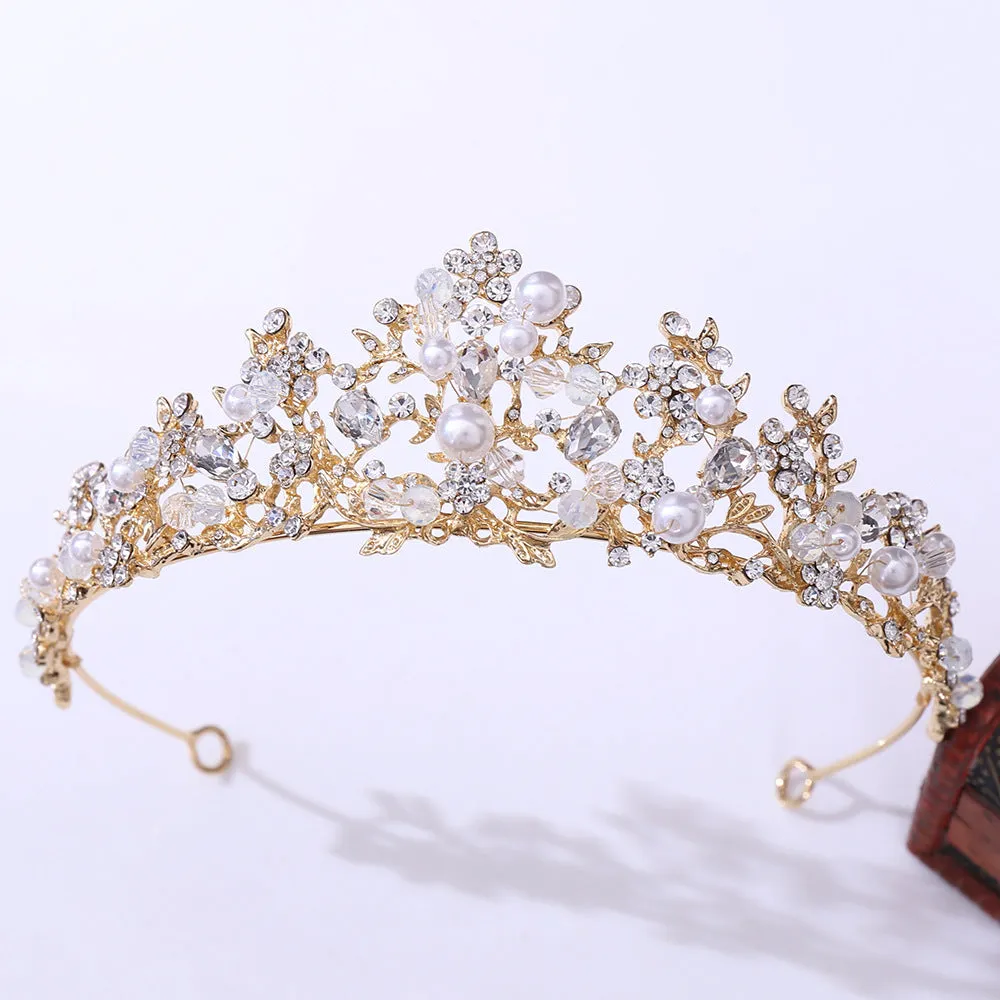 Bridal Pearl Handmade Crown Silver Branch Princess Crown Tiara Crown Headband Birthday Crown