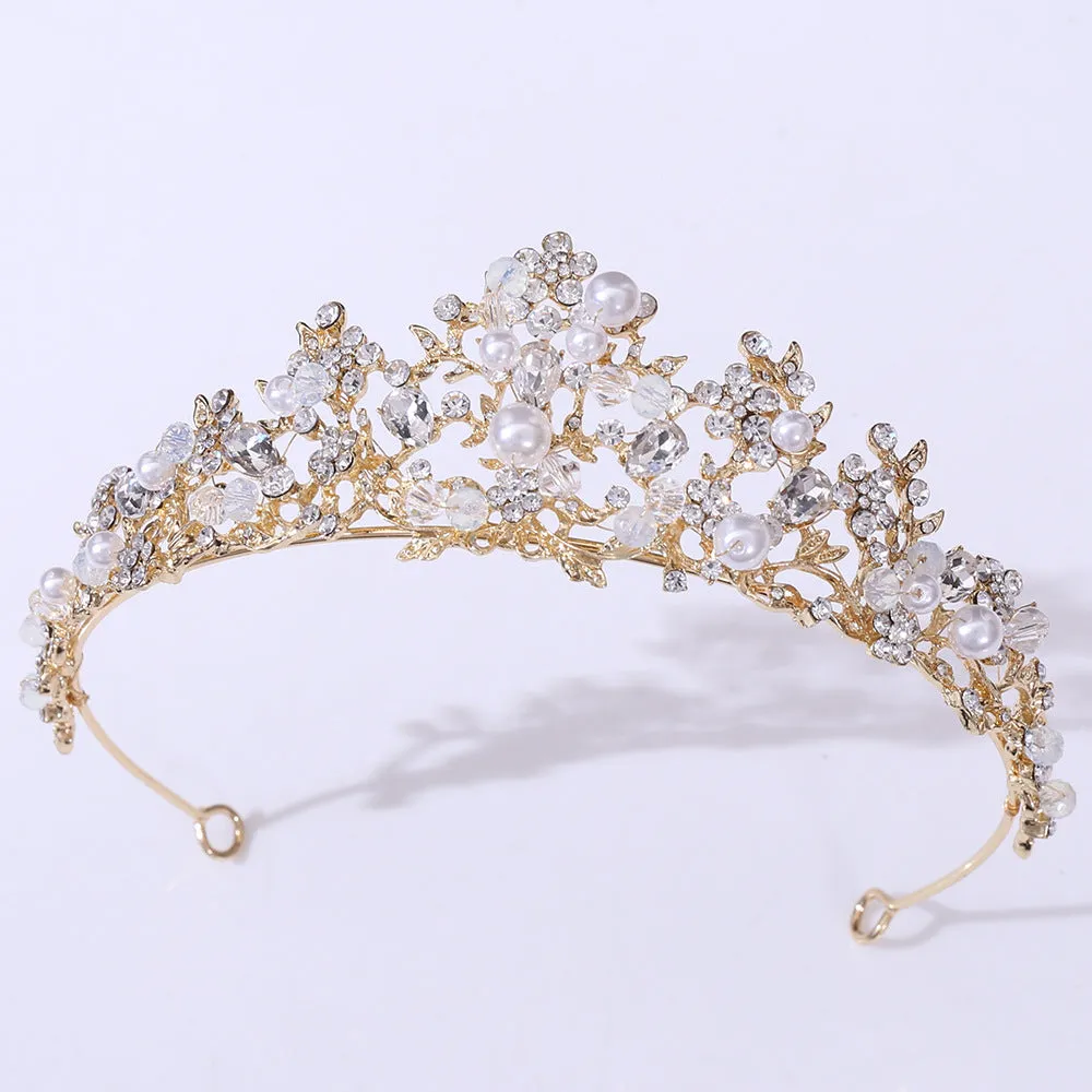 Bridal Pearl Handmade Crown Silver Branch Princess Crown Tiara Crown Headband Birthday Crown