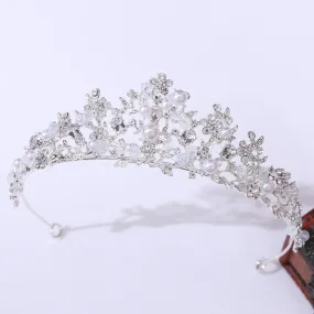 Bridal Pearl Handmade Crown Silver Branch Princess Crown Tiara Crown Headband Birthday Crown