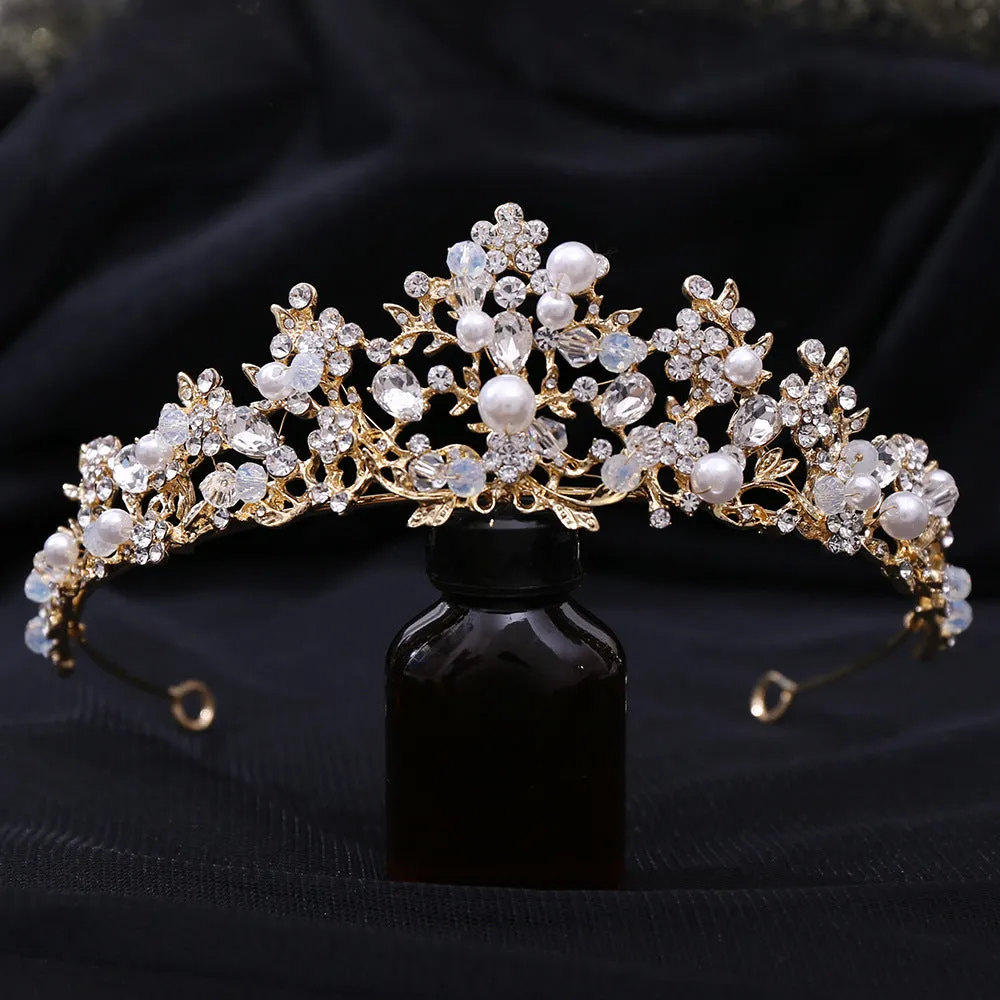 Bridal Pearl Handmade Crown Silver Branch Princess Crown Tiara Crown Headband Birthday Crown