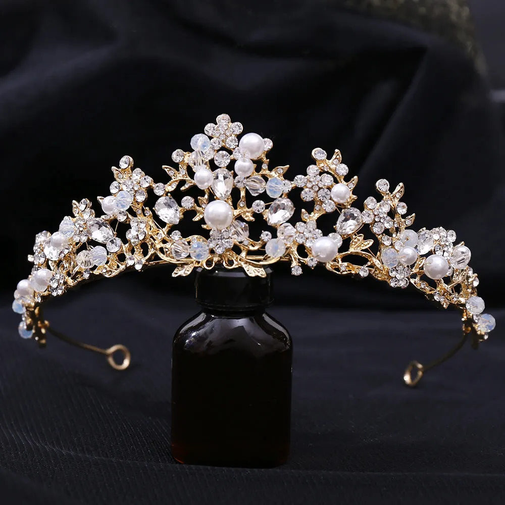 Bridal Pearl Handmade Crown Silver Branch Princess Crown Tiara Crown Headband Birthday Crown