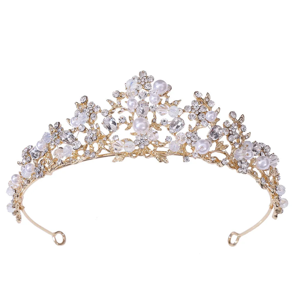 Bridal Pearl Handmade Crown Silver Branch Princess Crown Tiara Crown Headband Birthday Crown