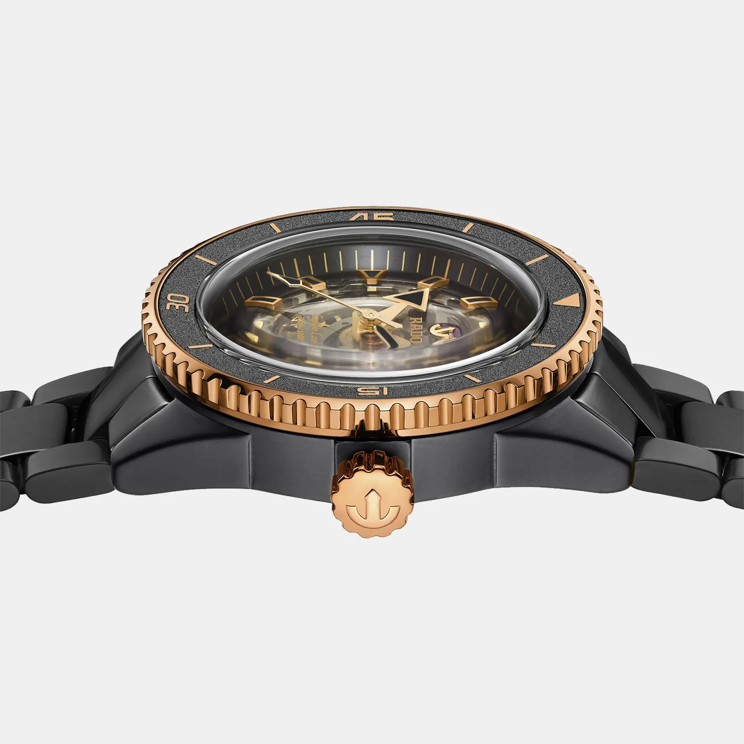 Captain Cook Ceramic Skeleton Men Automatic Black Dial Analog Titanium Watch R32192152