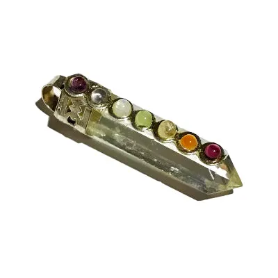 Chakra Quartz Point Pendant With Gemstones - gift packaged