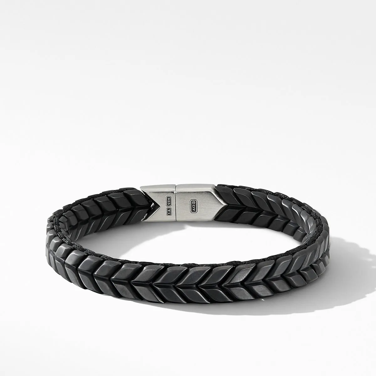 Chevron Woven Bracelet in Black Titanium