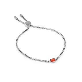 Children's January Garnet Birthstone Bracelet - Silver