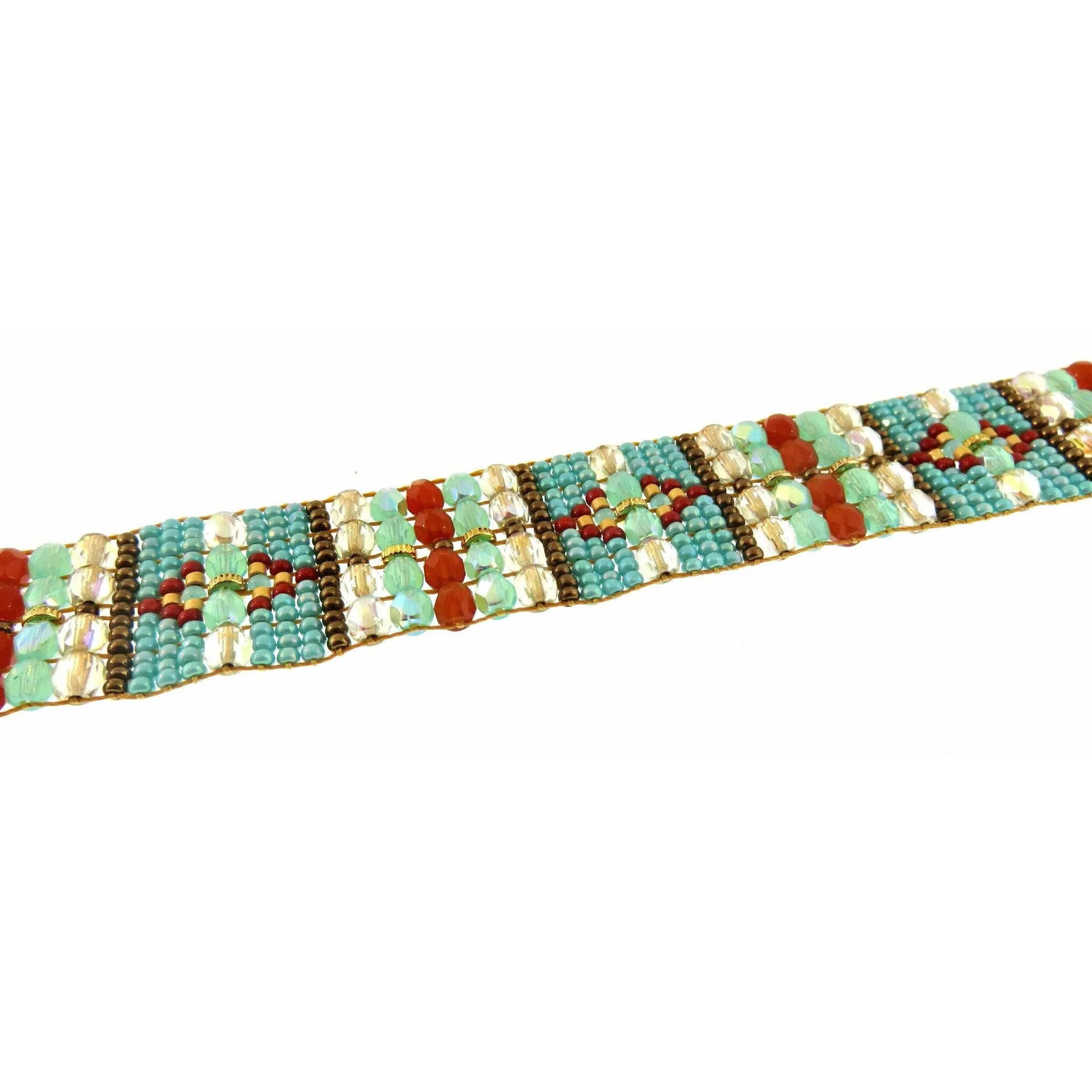 Chili Rose  "Turquoise Shimmer" Silver Tip  Bracelet -Adohnnah Langer