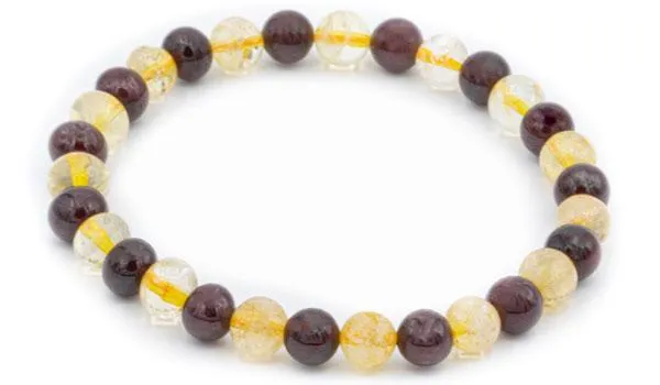 Citrine and Garnet Natural Gemstone Bracelet