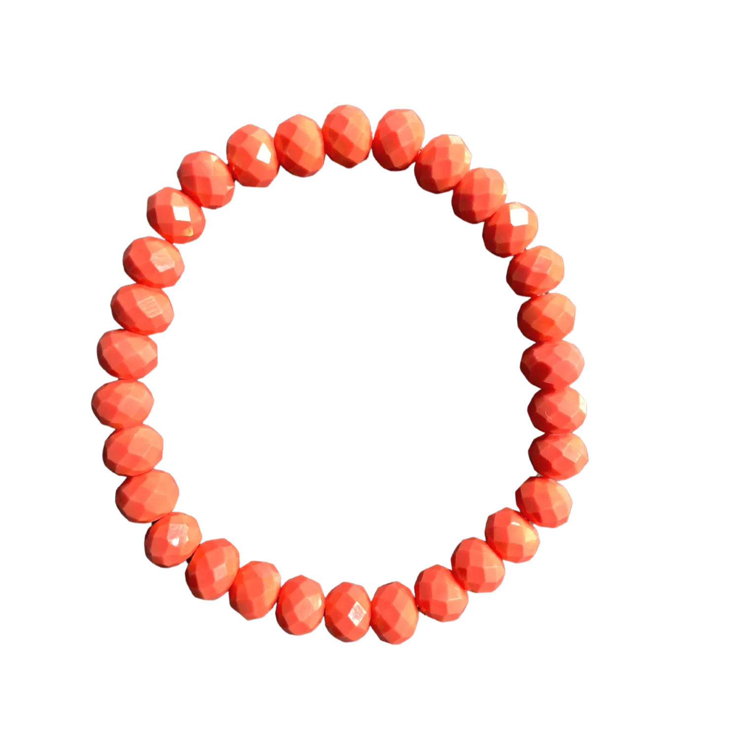 Coral Faceted Rondelle 8mm Bracelet