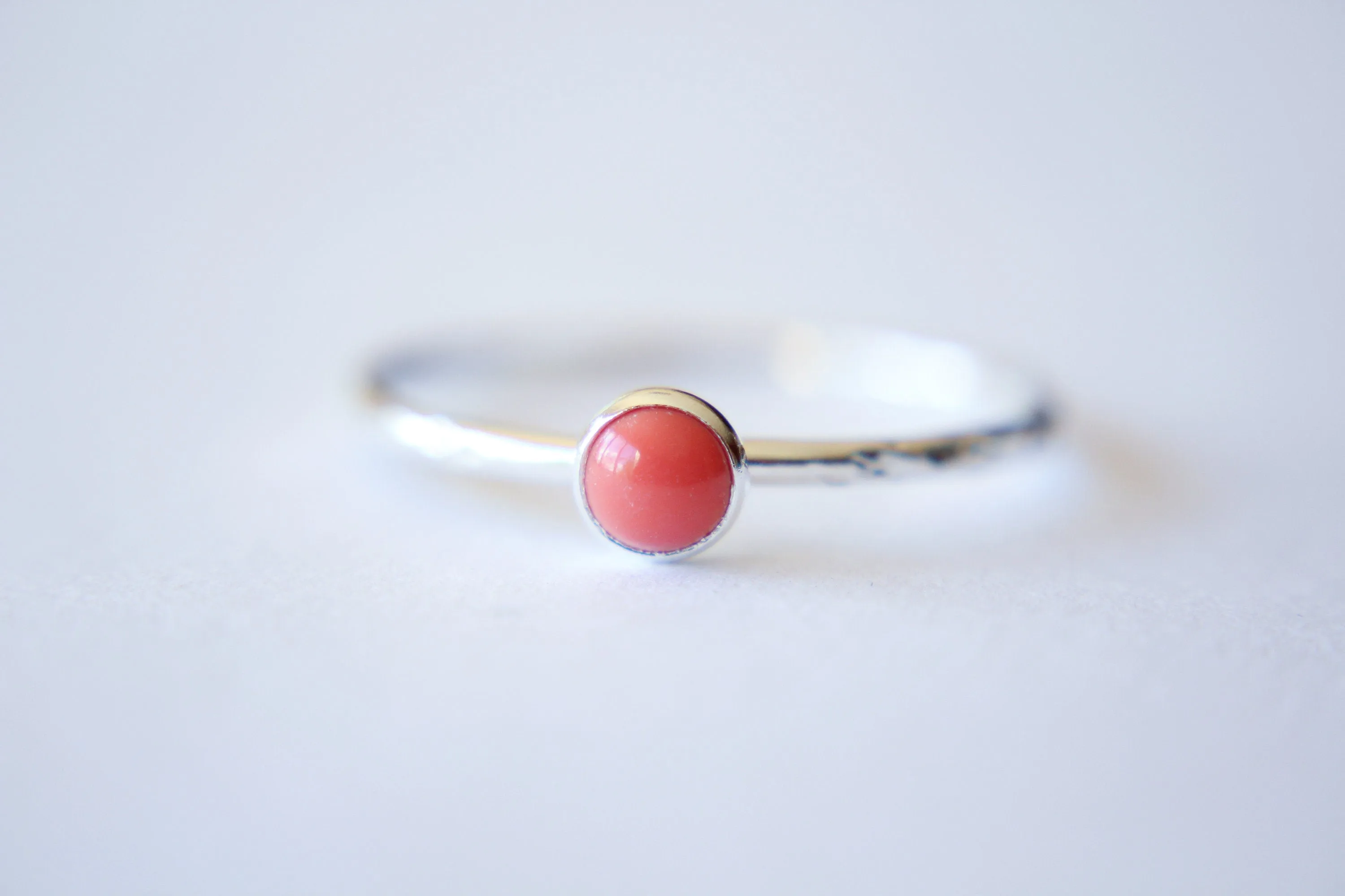 Coral Stacking Ring, Coral Ring, Natural Gemstone Ring, Coral, Gemstone Stacking Ring, Coral Gemstone, Coral Jewelry, Gift