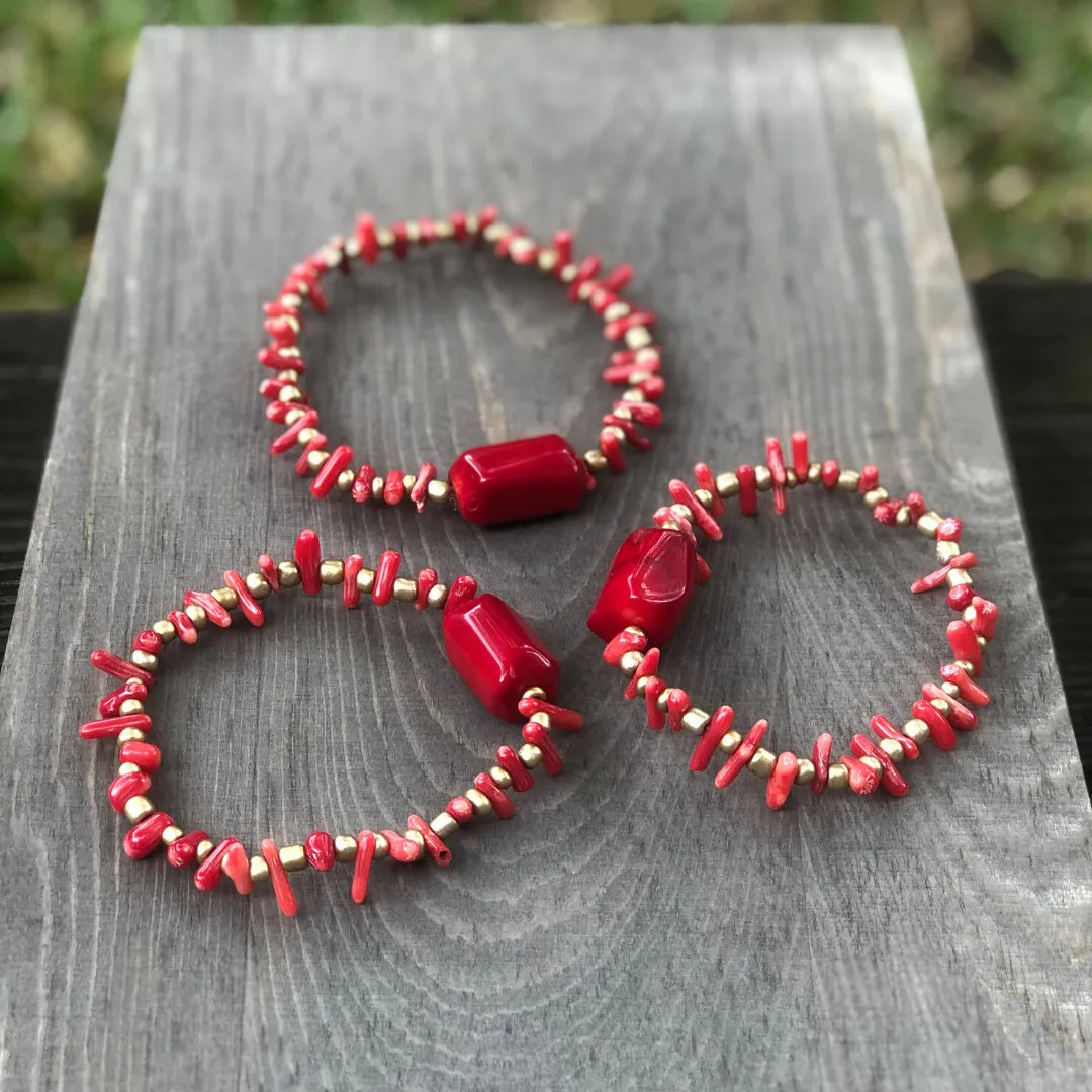 Coral Trio Bracelet Set