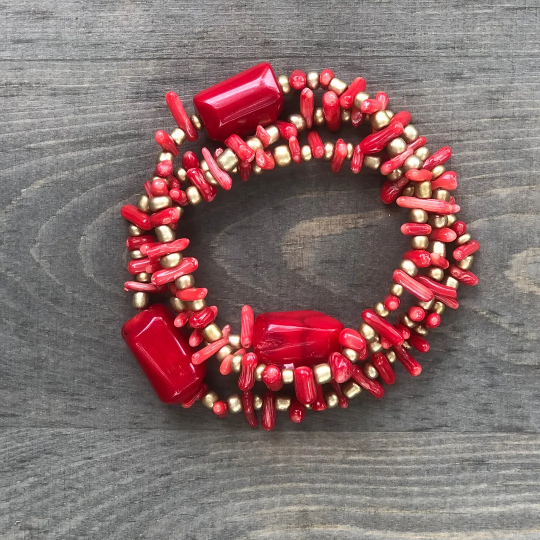 Coral Trio Bracelet Set