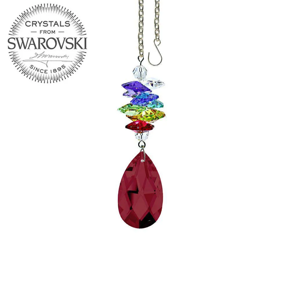 Crystal Ornament Bordeaux Crystal Almond Prism Colorful Swarovski Crystals 3-1/2-inch