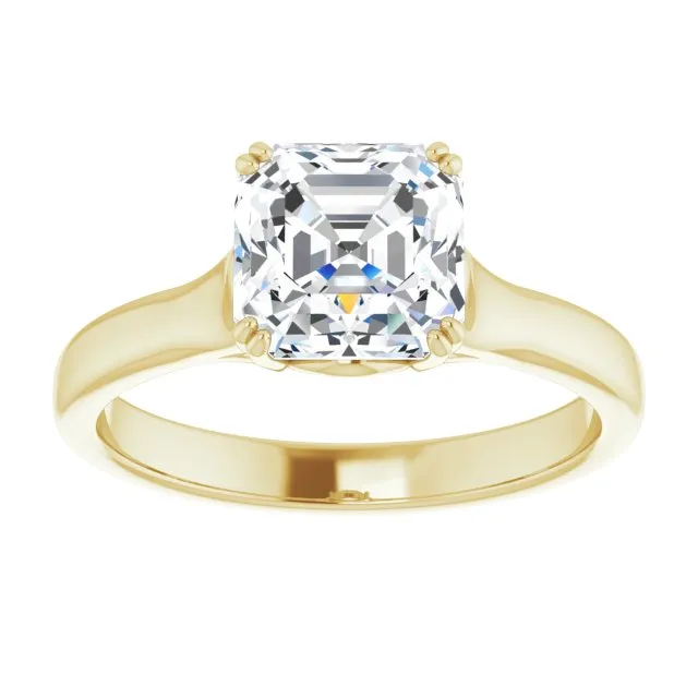 Cubic Zirconia Engagement Ring- The Alissa (Customizable Asscher Cut Solitaire with Under-trellis Design)