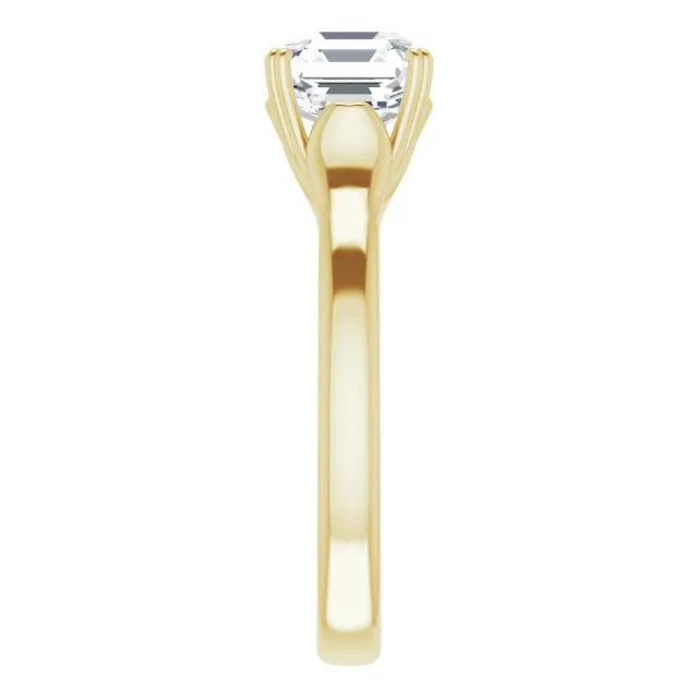 Cubic Zirconia Engagement Ring- The Alissa (Customizable Asscher Cut Solitaire with Under-trellis Design)