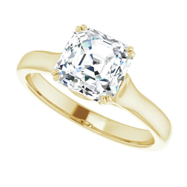 Cubic Zirconia Engagement Ring- The Alissa (Customizable Asscher Cut Solitaire with Under-trellis Design)