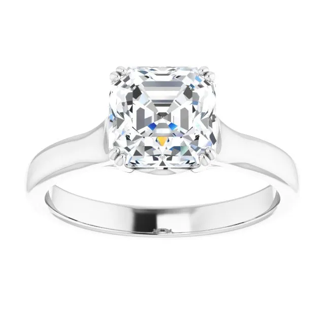 Cubic Zirconia Engagement Ring- The Alissa (Customizable Asscher Cut Solitaire with Under-trellis Design)
