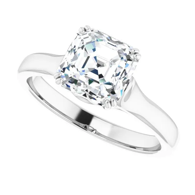 Cubic Zirconia Engagement Ring- The Alissa (Customizable Asscher Cut Solitaire with Under-trellis Design)